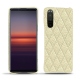 Coque cuir Sony Xperia 5 II - Ivoire - Couture ( Sleek P C12 - White ) 