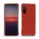 Sony Xperia 5 II leather cover - Papaye - Couture ( Pantone 180C ) 