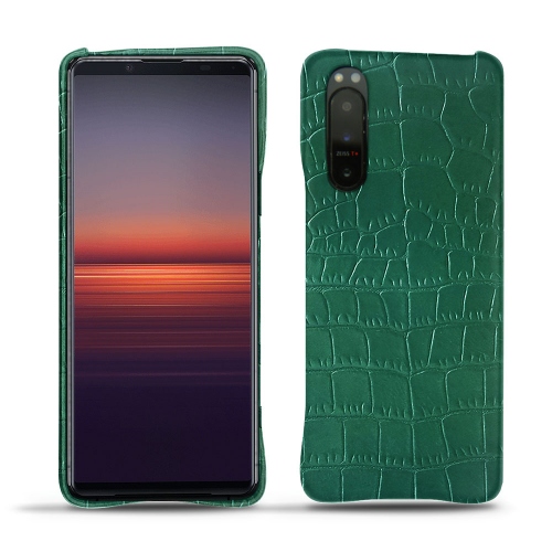 Leather rear hulls for Xperia 5 IICrocodile pino ( Pantone #173F35 ) 