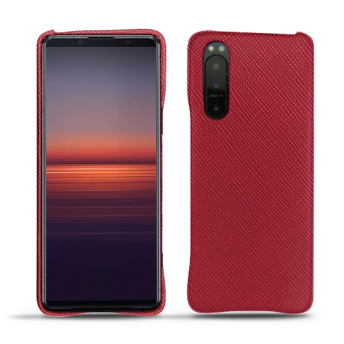 Leather rear hulls for Xperia 5 IIRouge passion ( Pantone #a6192e ) 