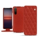 Housse cuir Sony Xperia 5 II - Papaye - Couture ( Pantone 180C ) 