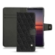 가죽 커버 Sony Xperia 5 II - Ebène - Couture ( Sleek P C12 - Black ) 