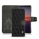 Sony Xperia 5 II leather case - Negre poudro - Couture