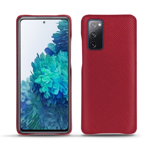 三星ギャラクシー S20 FE のための革の背部カバーRouge passion ( Pantone #a6192e ) 