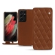 Samsung Galaxy S21 Ultra leather case - Marron - Couture ( Nappa - Pantone 1615C ) 