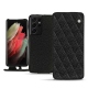 レザーケース Samsung Galaxy S21 Ultra - Ebène - Couture ( Sleek P C12 - Black ) 