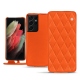 Samsung Galaxy S21 Ultra leather case - Orange fluo - Couture