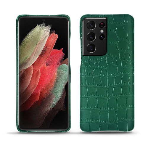 Samsung Galaxy S21 Ultra Premium Leather CaseCrocodile pino ( Pantone #173F35 ) 