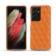 Coque cuir Samsung Galaxy S21 Ultra - Orange - Couture ( Nappa - Pantone 1495U ) 