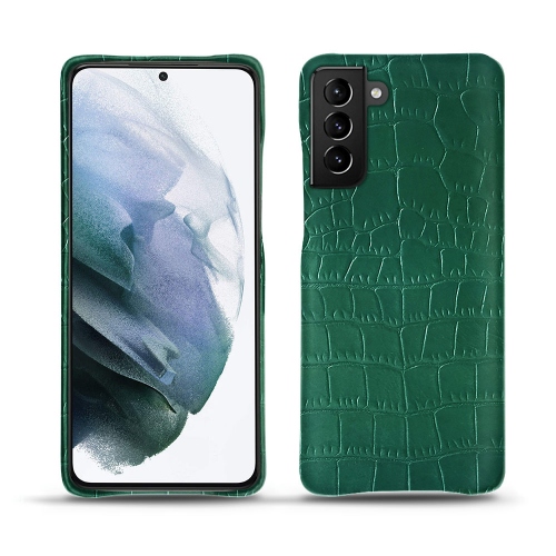 Premium-Ledertasche für Ihr Samsung Galaxy S21+Crocodile pino ( Pantone #173F35 ) 