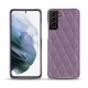 Coque cuir Samsung Galaxy S21+ - Lilas - Couture ( Nappa - Pantone 2645U ) 