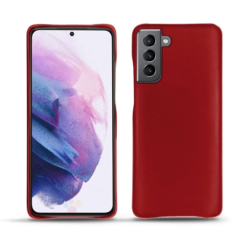 Hochwertige Ledertasche für Samsung Galaxy S21Rouge ( Nappa - Pantone #d50032 ) 