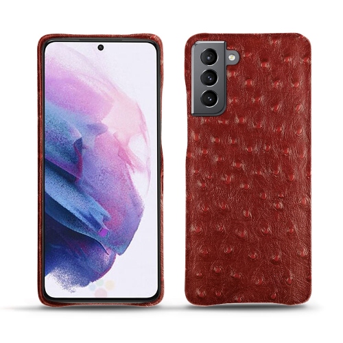 Funda de cuero de primera calidad para el Samsung Galaxy S21Autruche ciliegia ( Pantone #a4343a ) 