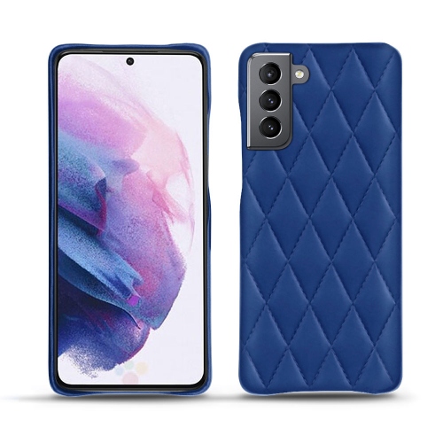 Hochwertige Ledertasche für Samsung Galaxy S21Bleu océan - Couture ( Nappa - Pantone #15458a) 