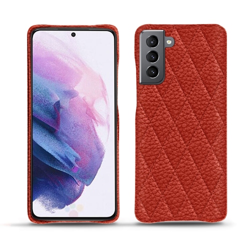 Coque en cuir premium pour Samsung Galaxy S21Papaye - Couture ( Pantone #b54317 ) 