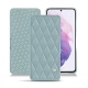 レザーケース Samsung Galaxy S21 - Bleu ciel - Couture ( Nappa - Pantone 277C ) 