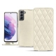 レザーケース Samsung Galaxy S21 - Blanc - Couture ( Bologna - White ) 