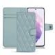 Housse cuir Samsung Galaxy S21 - Bleu ciel - Couture ( Nappa - Pantone 277C ) 
