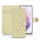 Housse cuir Samsung Galaxy S21 - Beige - Couture ( Nappa - Pantone 7502C ) 