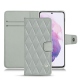 Samsung Galaxy S21 leather case - Gris - Couture ( Nappa - Pantone W428C ) 