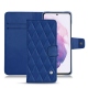 Housse cuir Samsung Galaxy S21 - Bleu océan - Couture ( Nappa - Pantone 293C ) 