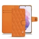 Housse cuir Samsung Galaxy S21 - Orange - Couture ( Nappa - Pantone 1495U ) 