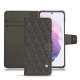 Lederschutzhülle Samsung Galaxy S21 - Anthracite - Couture ( Pantone 424C ) 