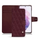 レザーケース Samsung Galaxy S21 - Lie de vin - Couture ( Pantone 5115C ) 