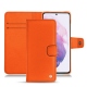 Samsung Galaxy S21 leather case - Orange fluo