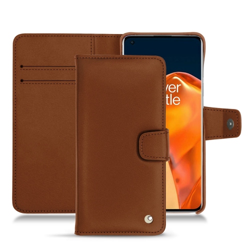 OnePlus 9 Pro用のスタイリッシュなレザーケースMarron ( Nappa - Pantone #8B4720 ) 