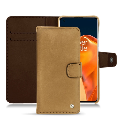 Stylish leather case for OnePlus 9 ProSable vintage ( Pantone #9b7340 ) 