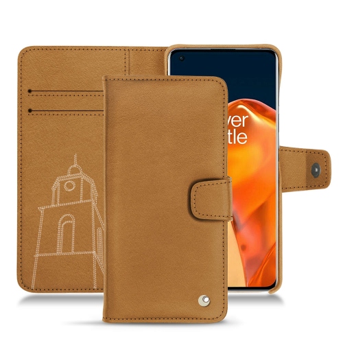 OnePlus 9 Pro用のスタイリッシュなレザーケースCastan esparciate ( Pantone #824F2A )