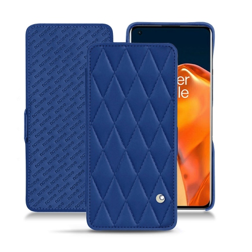 Premium leather case for OnePlus 9 ProBleu océan - Couture ( Nappa - Pantone #15458a) 