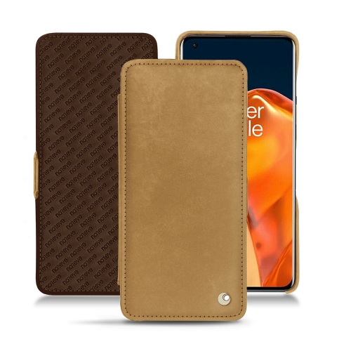 Funda de cuero premium para OnePlus 9 ProSable vintage ( Pantone #9b7340 ) 