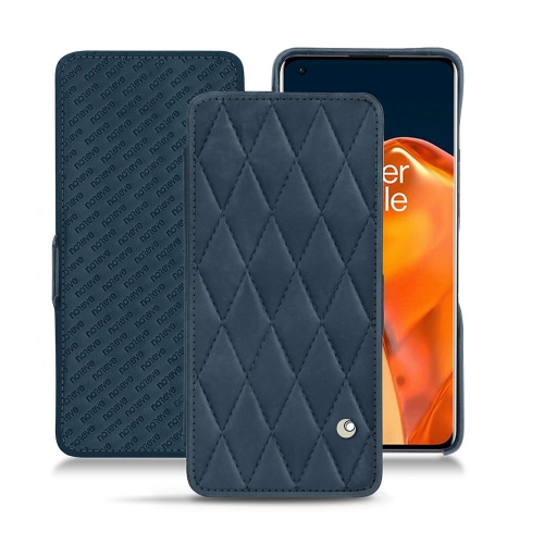 Estojo de couro premium para OnePlus 9 ProJean vintage - Couture ( Pantone #2f414f  ) 