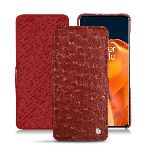  OnePlus 9 Pro 용 프리미엄 가죽 케이스Autruche ciliegia ( Pantone #a4343a ) 