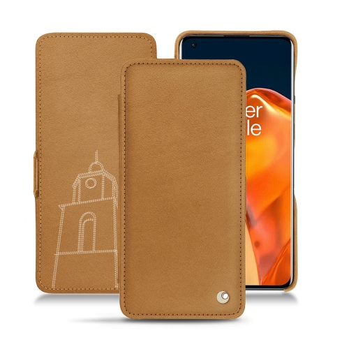 Premium-Ledertasche für OnePlus 9 ProCastan esparciate ( Pantone #824F2A )