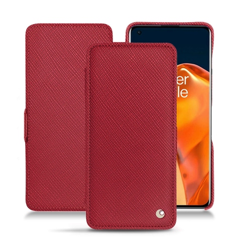 Custodia in pelle premium per OnePlus 9 ProRouge passion ( Pantone #a6192e ) 