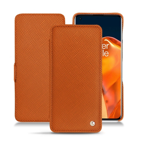 OnePlus 9 Pro用プレミアムレザーケースOrange vibrant ( Pantone #e36b39 ) 
