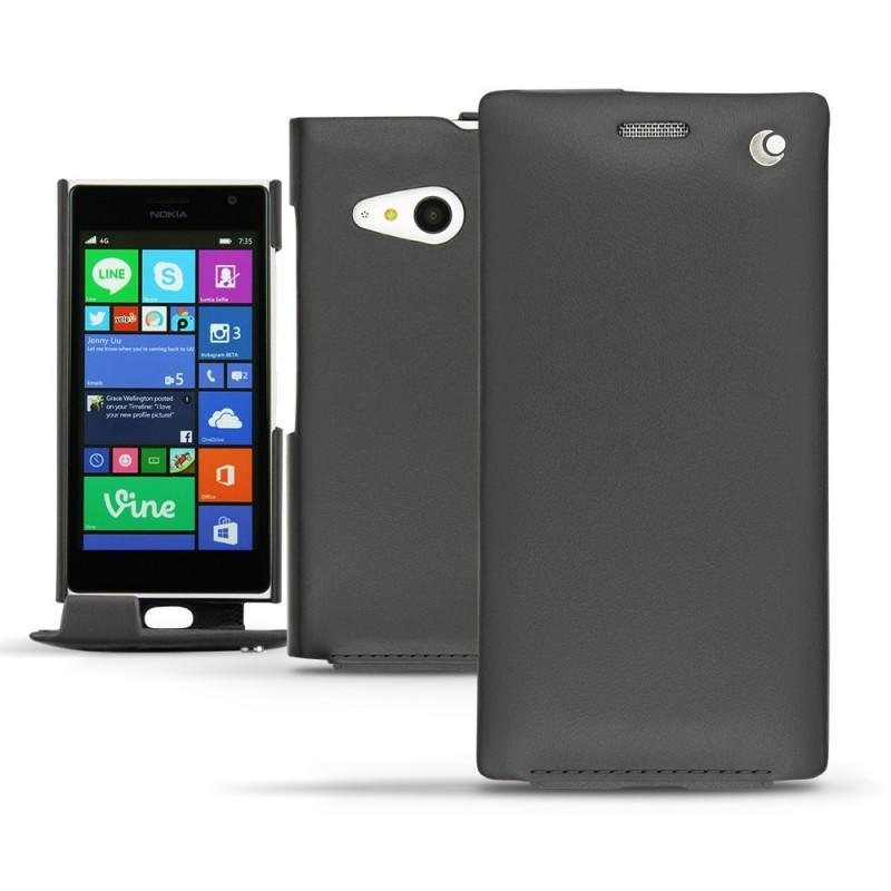 Custodia in pelle Nokia Lumia 730 - 735 - Noir ( Nappa - Black ) 
