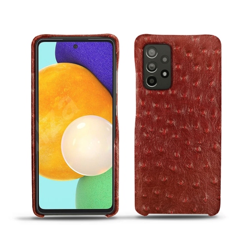 Des coques arrière en cuir pour Samsung Galaxy A52Autruche ciliegia ( Pantone #a4343a ) 