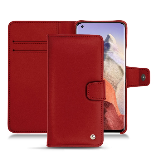 Xiaomi Mi 11 Ultra のための横のフラップが付いている革カバーRouge ( Nappa - Pantone #d50032 ) 