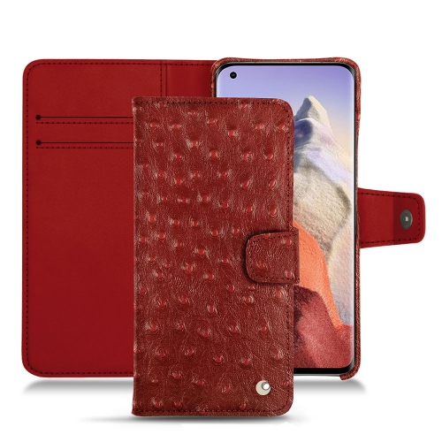 Cover in pelle con patta orizzontale per Xiaomi Mi 11 UltraAutruche ciliegia ( Pantone #a4343a ) 