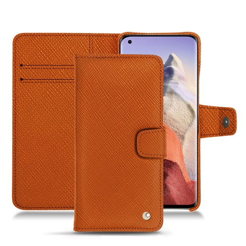 Leather cover with horizontal flap for Xiaomi Mi 11 UltraOrange vibrant ( Pantone #e36b39 ) 