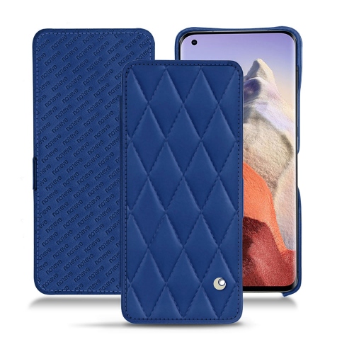 Elegante copertura in pelle per Xiaomi Mi 11 UltraBleu océan - Couture ( Nappa - Pantone #15458a) 