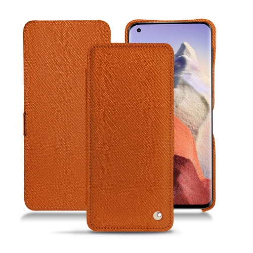 Elegant leather cover for Xiaomi Mi 11 UltraOrange vibrant ( Pantone #e36b39 ) 