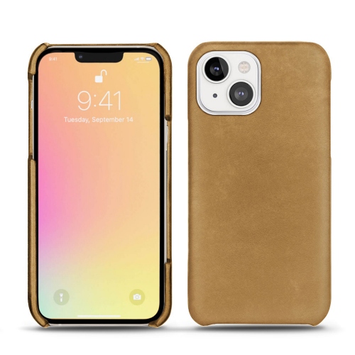 Coque luxueuse en cuir pour votre iPhone 13 miniSable vintage ( Pantone #9b7340 ) 