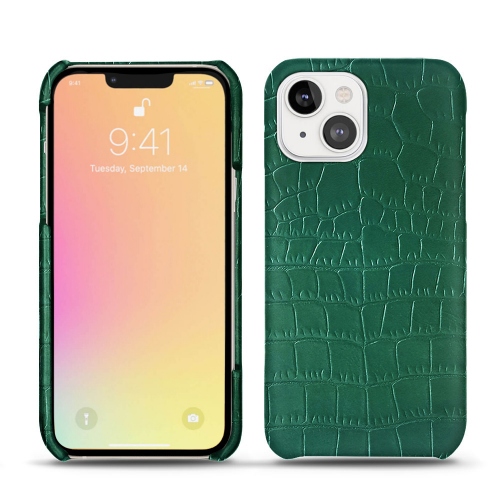 Lussuosa custodia in pelle per il tuo iPhone 13 miniCrocodile pino ( Pantone #173F35 ) 