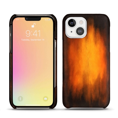 iPhone 13 mini를 위한 고급스러운 가죽 케이스Fauve Patine