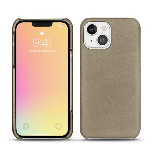 Luxuriöse Ledertasche für Ihr iPhone 13 miniDarboun sabla ( Pantone #BCB1A1 )